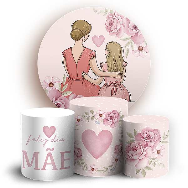 Capas Painel Redondo e Trio Cilindro Sublimado - Dia das Mães