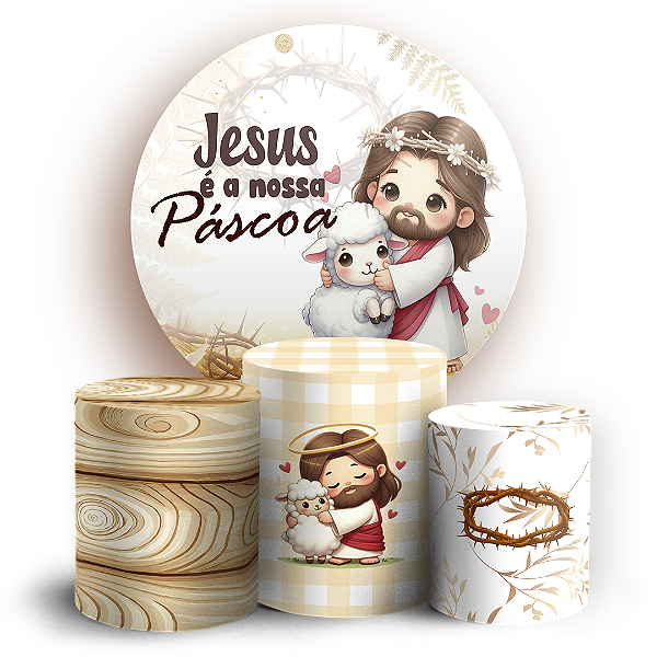 Capas Painel Redondo e Trio Cilindro Sublimado - Pascoa