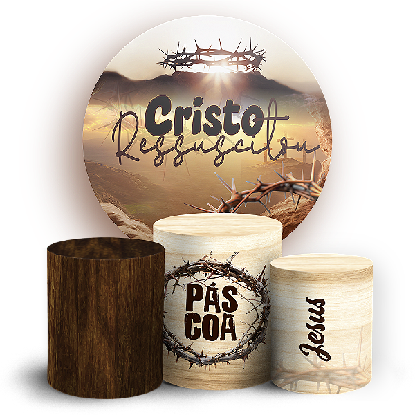 Capas Painel Redondo e Trio Cilindro Sublimado - Pascoa