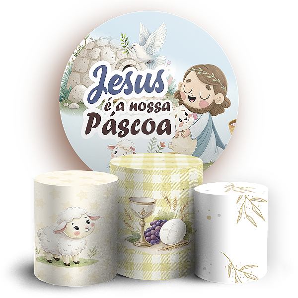 Capas Painel Redondo e Trio Cilindro Sublimado - Pascoa