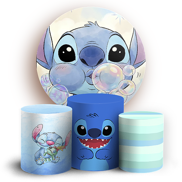 Capas Painel Redondo e Trio Cilindro Sublimado - Stitch