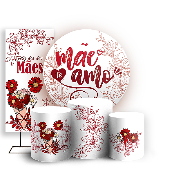 Capas Painel Redondo Trio Cilindro e Faixa Lateral Sublimado - Dia das Mães