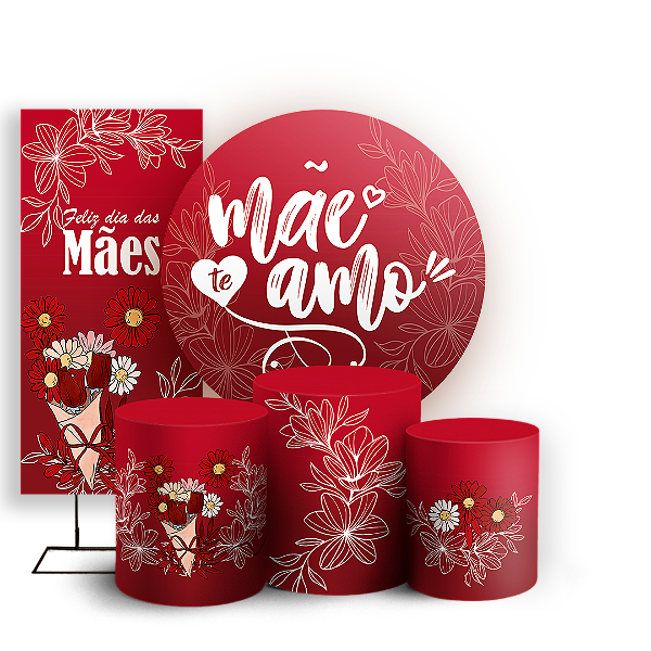 Capas Painel Redondo Trio Cilindro e Faixa Lateral Sublimado - Dia das Mães
