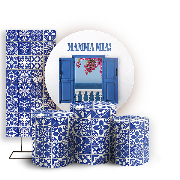 Capas Painel Redondo Trio Cilindro e Faixa Lateral Sublimado - Grécia