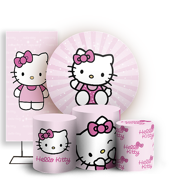Capas Painel Redondo Trio Cilindro e Faixa Lateral Sublimado - Hello Kitty