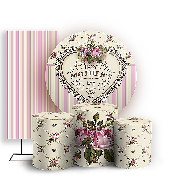 Capas Painel Redondo Trio Cilindro e Faixa Lateral Sublimado - Mãe