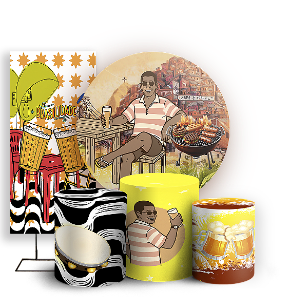 Capas Painel Redondo Trio Cilindro e Faixa Lateral Sublimado - Boteco Zeca