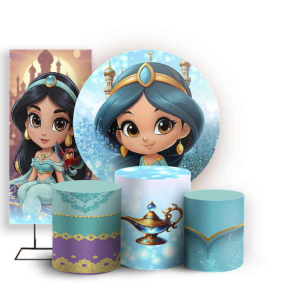 Capas Painel Redondo Trio Cilindro e Faixa Lateral Sublimado - Jasmine