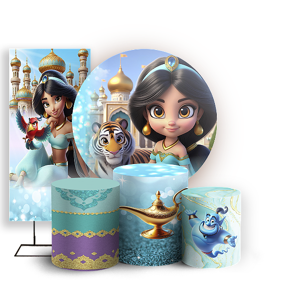 Capas Painel Redondo Trio Cilindro e Faixa Lateral Sublimado - Jasmine