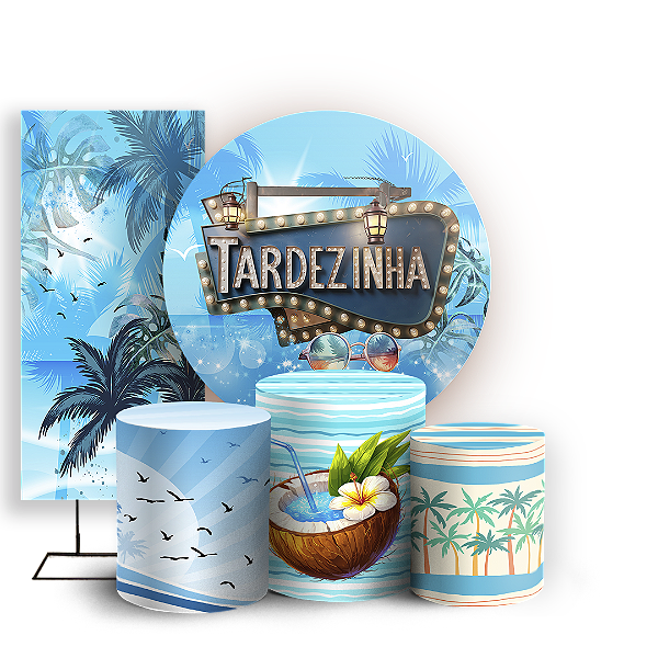 Capas Painel Redondo Trio Cilindro e Faixa Lateral Sublimado - Tardezinha