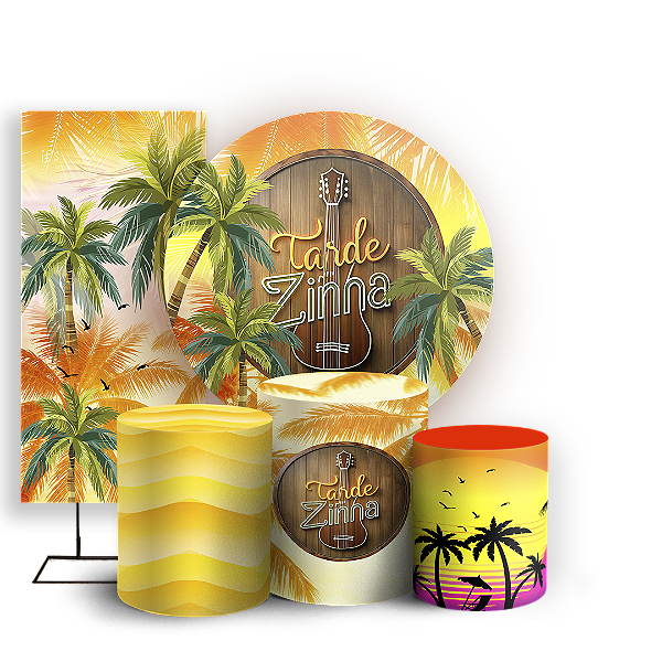 Capas Painel Redondo Trio Cilindro e Faixa Lateral Sublimado - Tardezinha