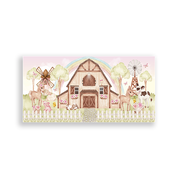 Capa Painel Retangular Sublimado - Fazendinha Rosa