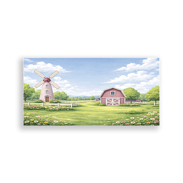 Capa Painel Retangular Sublimado - Fazendinha Rosa