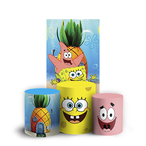 Capas Faixa Lateral e Trio Cilindro Sublimado Vest Facil - Bob Esponja