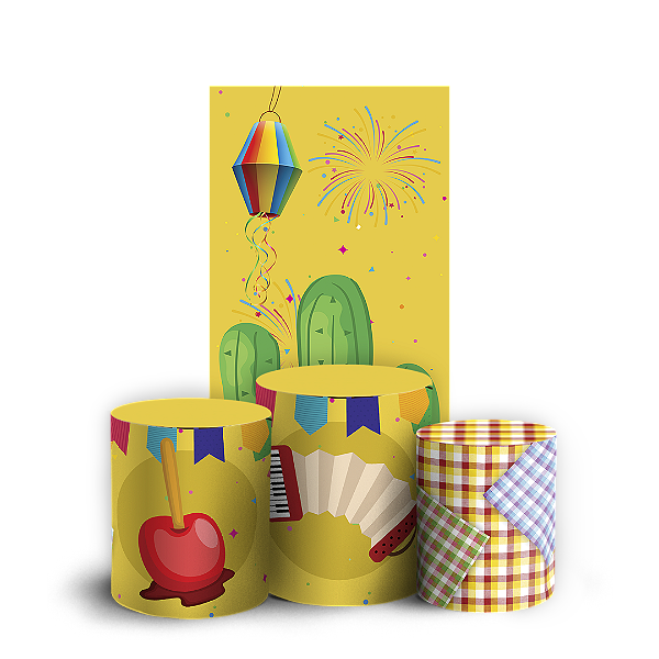 Capas Faixa Lateral e Trio Cilindro Sublimado Vest Facil - Festa Junina