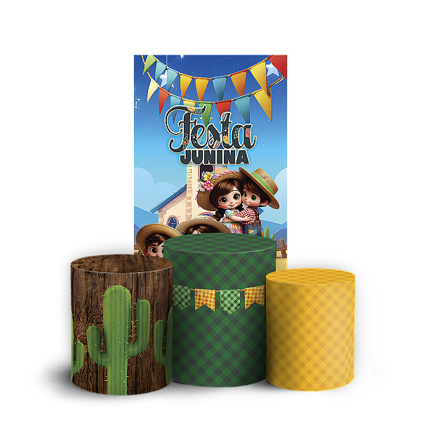 Capas Faixa Lateral e Trio Cilindro Sublimado Vest Facil - Festa Junina