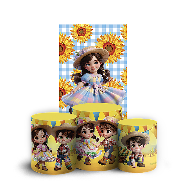 Capas Faixa Lateral e Trio Cilindro Sublimado Vest Facil - Festa Junina