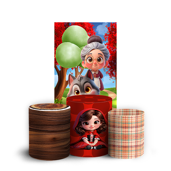 Capas Faixa Lateral e Trio Cilindro Sublimado Vest Facil - Chapeuzinho Vermelho