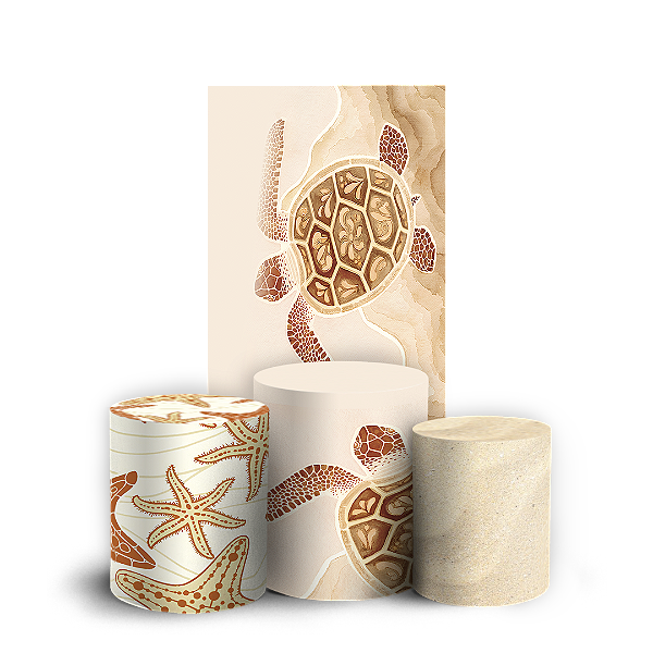 Capas Faixa Lateral e Trio Cilindro Sublimado Vest Facil - Fundo do Mar Conchas