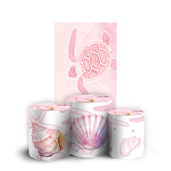 Capas Faixa Lateral e Trio Cilindro Sublimado Vest Facil - Fundo do Mar Conchas