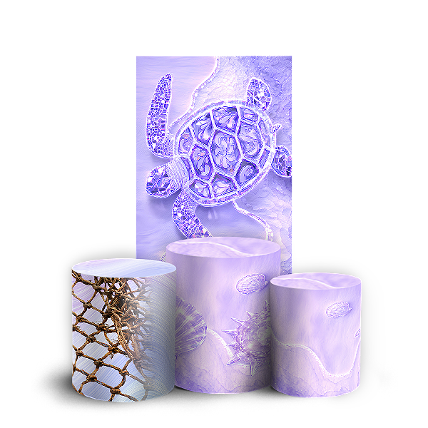 Capas Faixa Lateral e Trio Cilindro Sublimado Vest Facil - Fundo do Mar Conchas