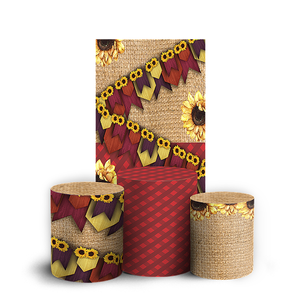 Capas Faixa Lateral e Trio Cilindro Sublimado Vest Facil - Festa Junina