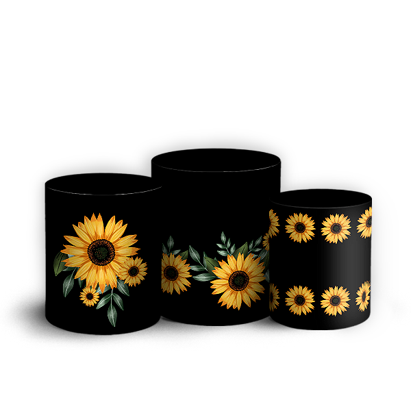 Capas Trio Cilindro Sublimado Vest Facil - Girassol Floral