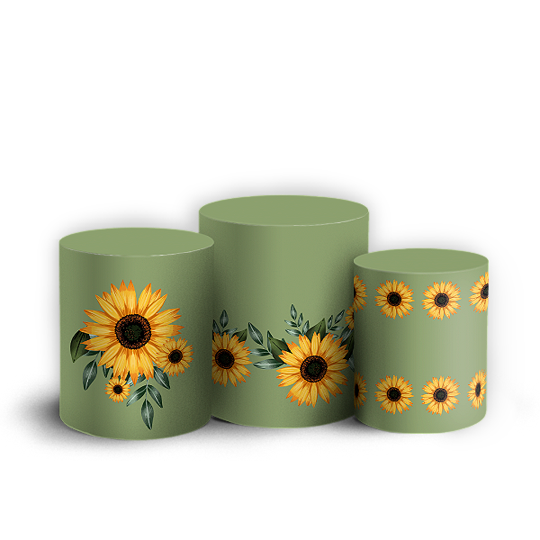 Capas Trio Cilindro Sublimado Vest Facil - Girassol Floral