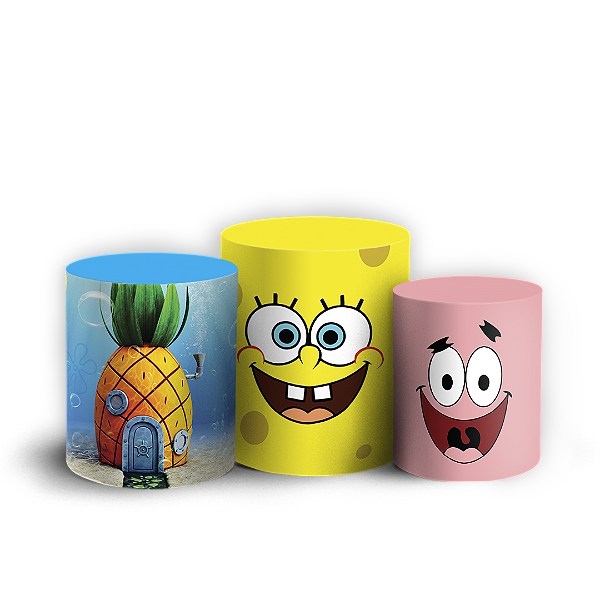 Capas Trio Cilindro Sublimado Vest Facil - Bob Esponja