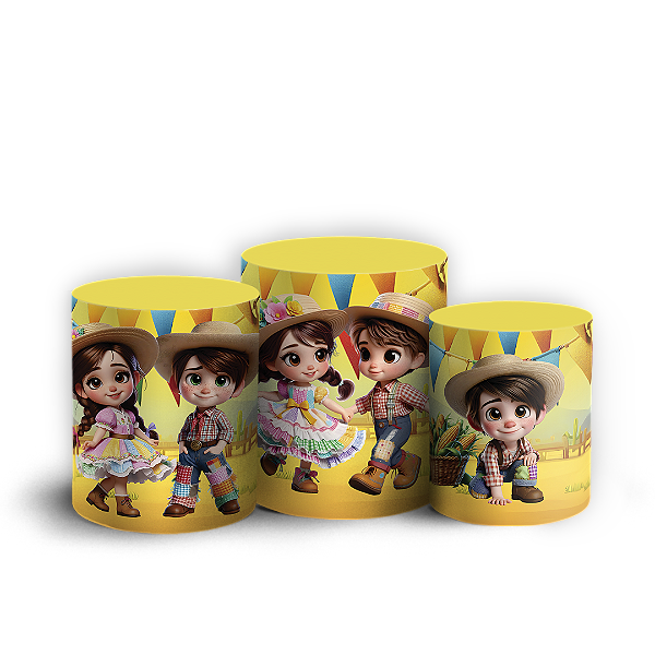 Capas Trio Cilindro Sublimado Vest Facil - Festa Junina