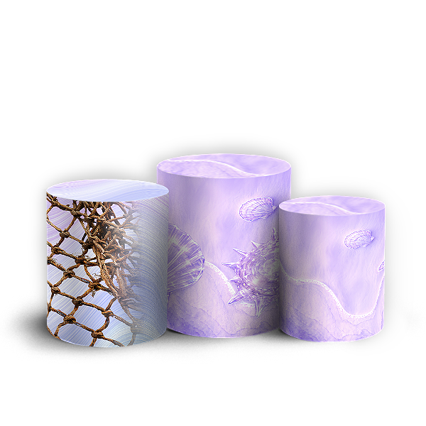 Capas Trio Cilindro Sublimado Vest Facil - Fundo do Mar Conchas