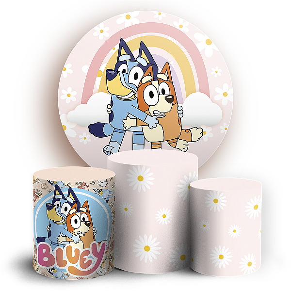 Capas Painel Redondo e Trio Cilindro Sublimado - Bluey
