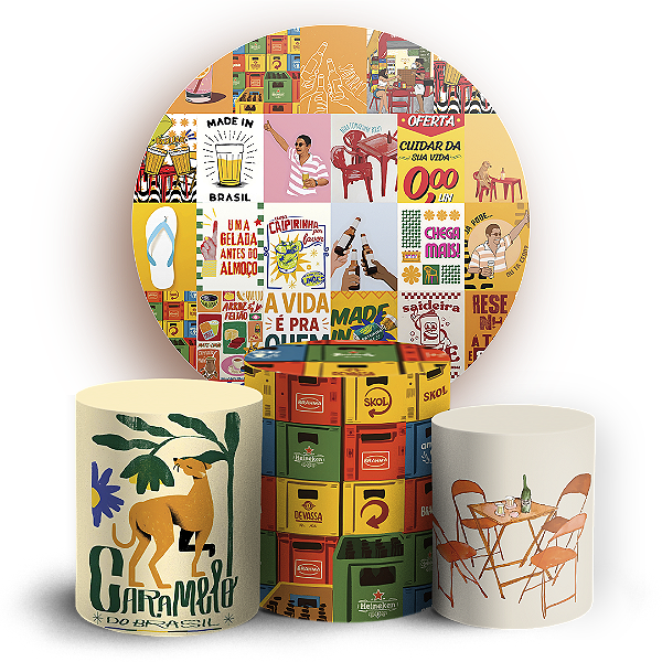 Capas Painel Redondo e Trio Cilindro Sublimado - Brasilidade