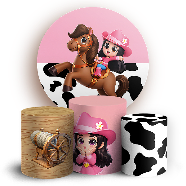 Capas Painel Redondo e Trio Cilindro Sublimado - Ana Castela   Turma Da Boiadeirinha