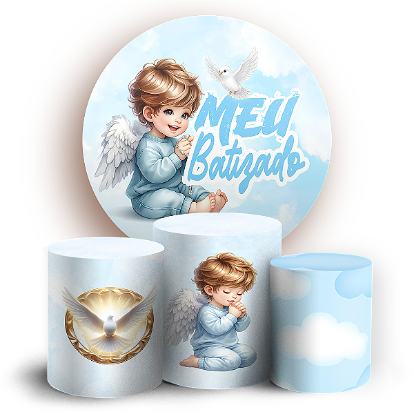 Capas Painel Redondo e Trio Cilindro Sublimado - Batizado