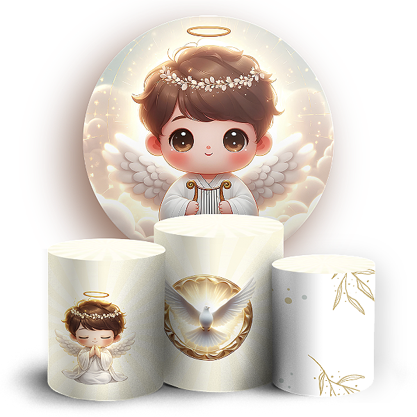 Capas Painel Redondo e Trio Cilindro Sublimado - Batizado