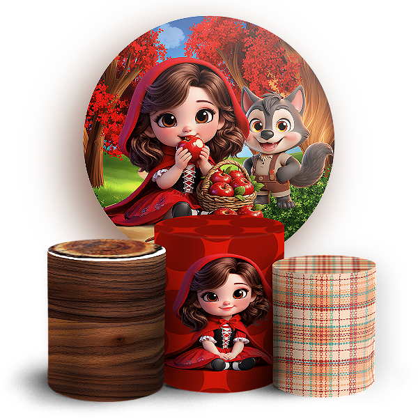 Capas Painel Redondo e Trio Cilindro Sublimado - Chapeuzinho Vermelho