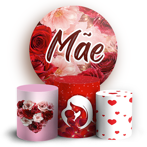 Capas Painel Redondo e Trio Cilindro Sublimado - Dia Das Mães