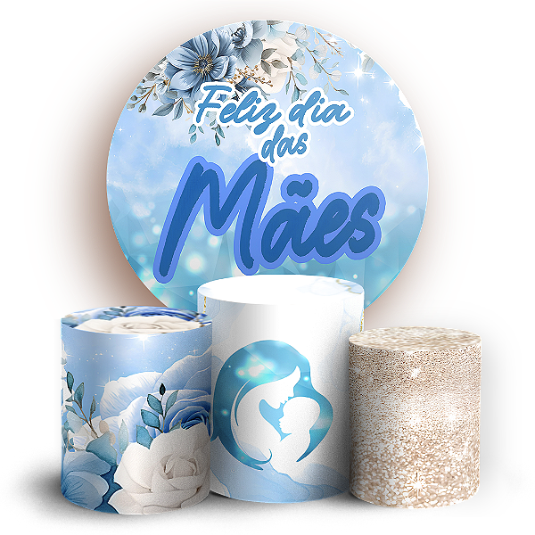 Capas Painel Redondo e Trio Cilindro Sublimado - Dia Das Mães