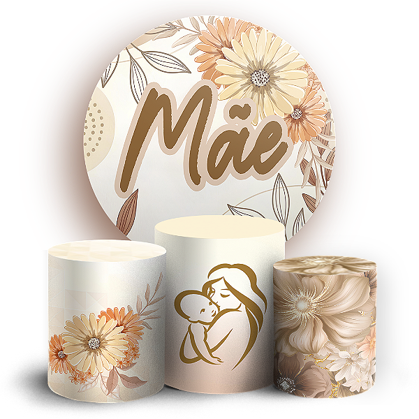 Capas Painel Redondo e Trio Cilindro Sublimado - Dia Das Mães