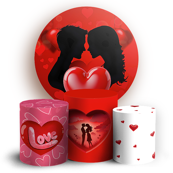 Capas Painel Redondo e Trio Cilindro Sublimado - Dia Dos Namorados