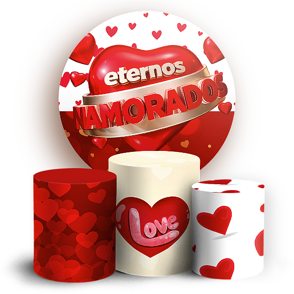 Capas Painel Redondo e Trio Cilindro Sublimado - Dia Dos Namorados