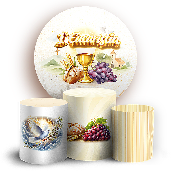 Capas Painel Redondo e Trio Cilindro Sublimado - Eucaristia