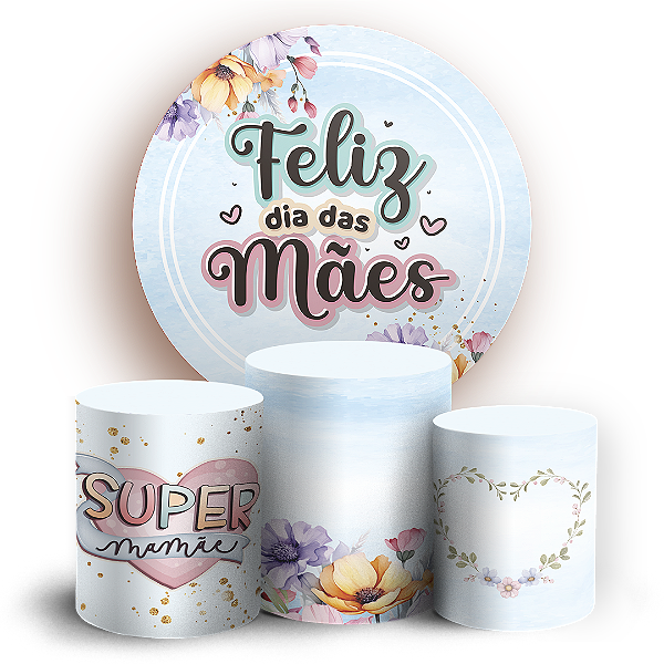 Capas Painel Redondo e Trio Cilindro Sublimado - Dias das Mães