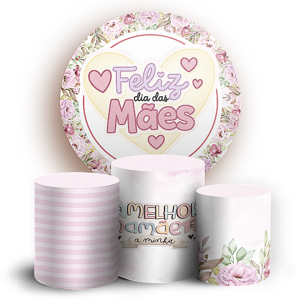 Capas Painel Redondo e Trio Cilindro Sublimado - Dias das Mães