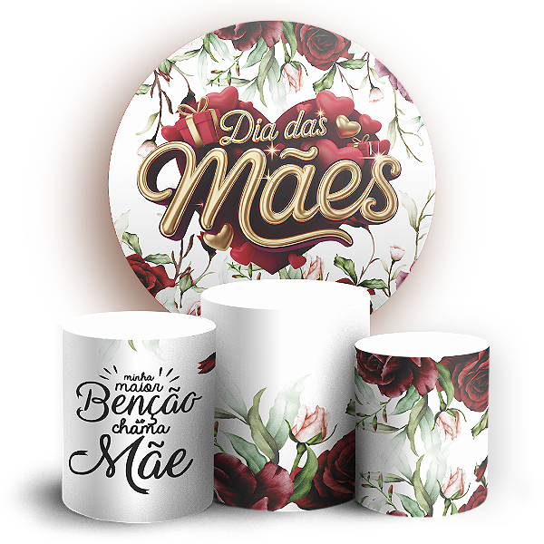 Capas Painel Redondo e Trio Cilindro Sublimado - Dias das Mães