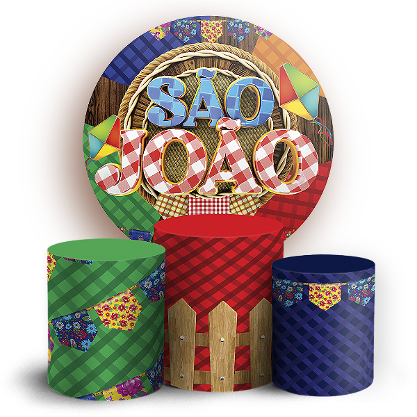 Capas Painel Redondo e Trio Cilindro Sublimado - Festa Junina