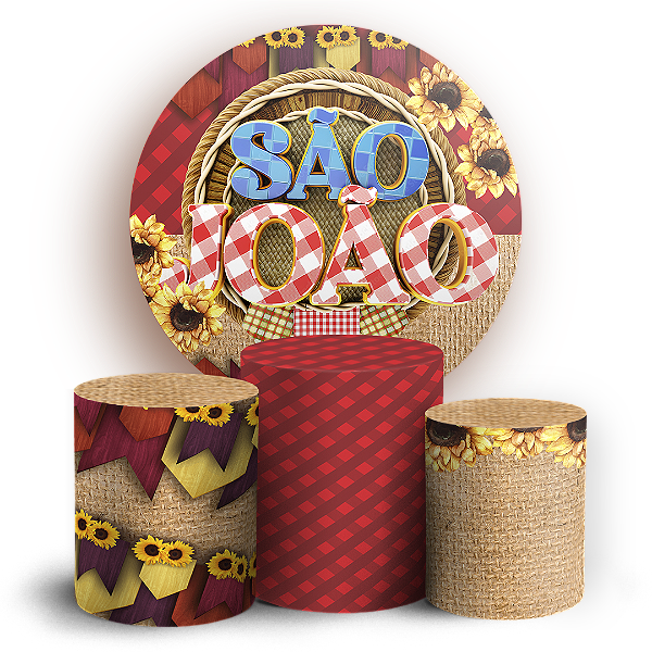 Capas Painel Redondo e Trio Cilindro Sublimado - Festa Junina