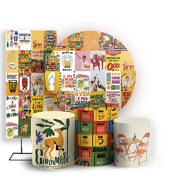 Capas Painel Redondo Trio Cilindro e Faixa Lateral Sublimado - Brasilidade