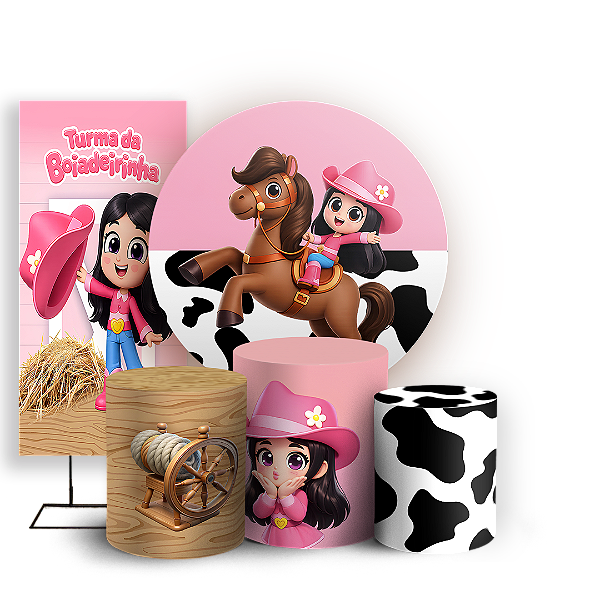 Capas Painel Redondo Trio Cilindro e Faixa Lateral Sublimado - Ana Castela   Turma Da Boiadeirinha